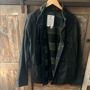 Men's Black Field Jacket with Green Lining